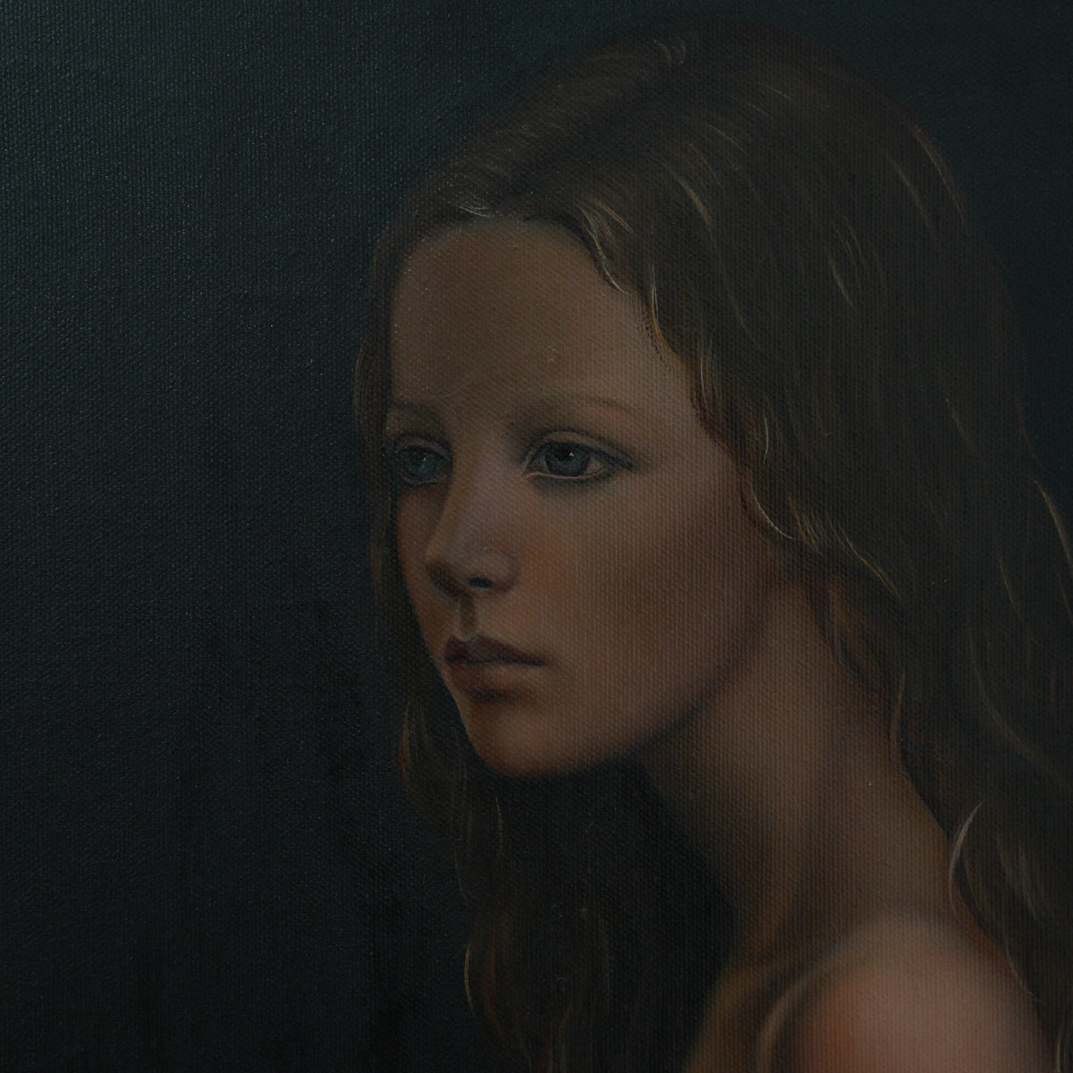 Dipinto a olio "Nudo femminile di profilo" di Pasquale Picazio – figura su fondo scuro, firmato – 80 x 40 cm