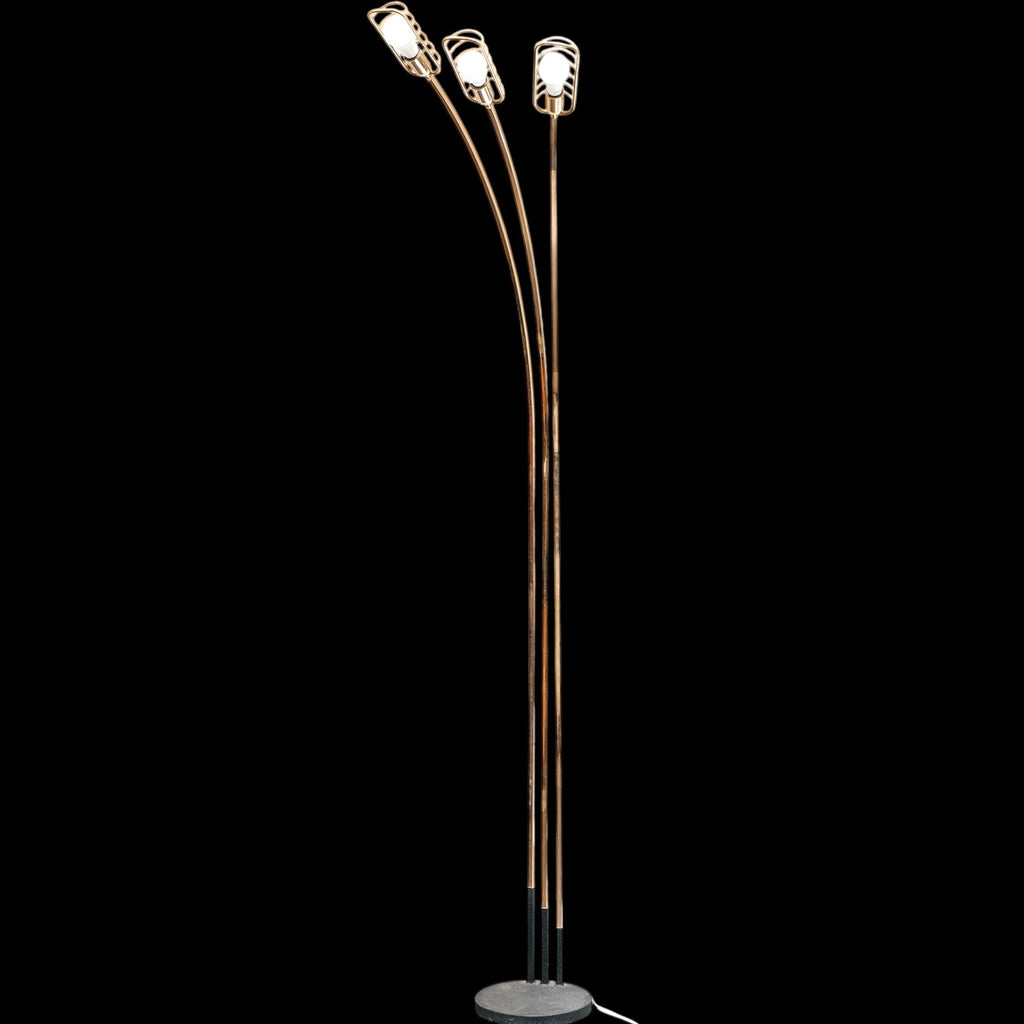 Lampada da Terra Piantana Romeo Rega Vintage Anni 70 Ottone 3 Luci Hollywood Regency