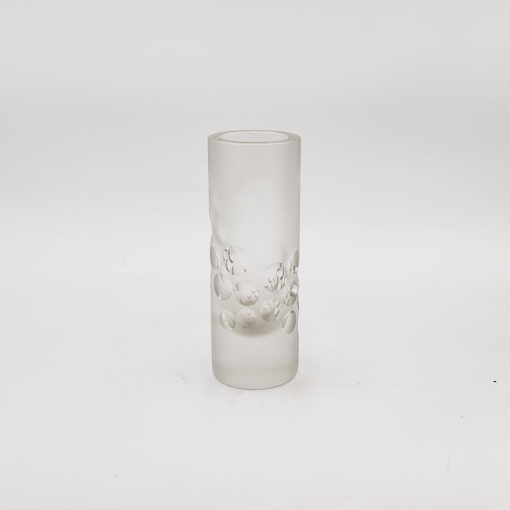 Vaso Cilindrico Vintage Peill & Putzler in Vetro Satinato e Cristallo (Anni '70)