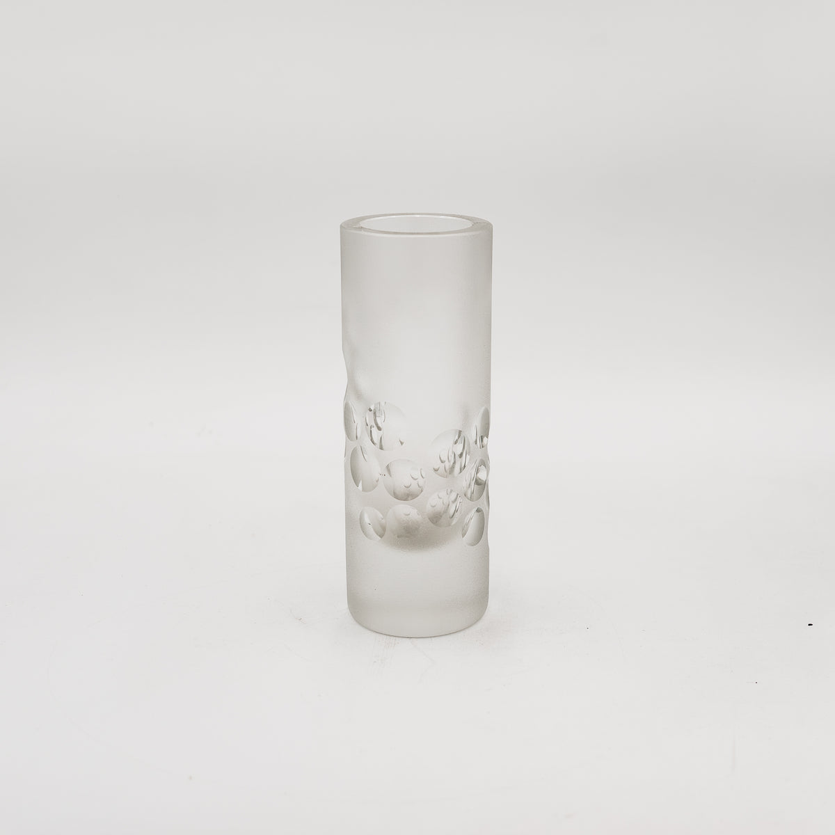 Vaso Cilindrico Vintage Peill & Putzler in Vetro Satinato e Cristallo (Anni '70)
