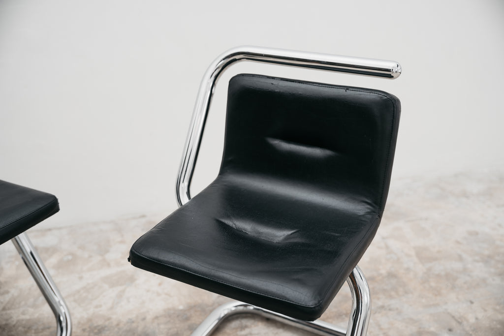 Luigi Bardini Coppia Di Poltroncine Design Anni ‘70 Chrome Tubular Steel