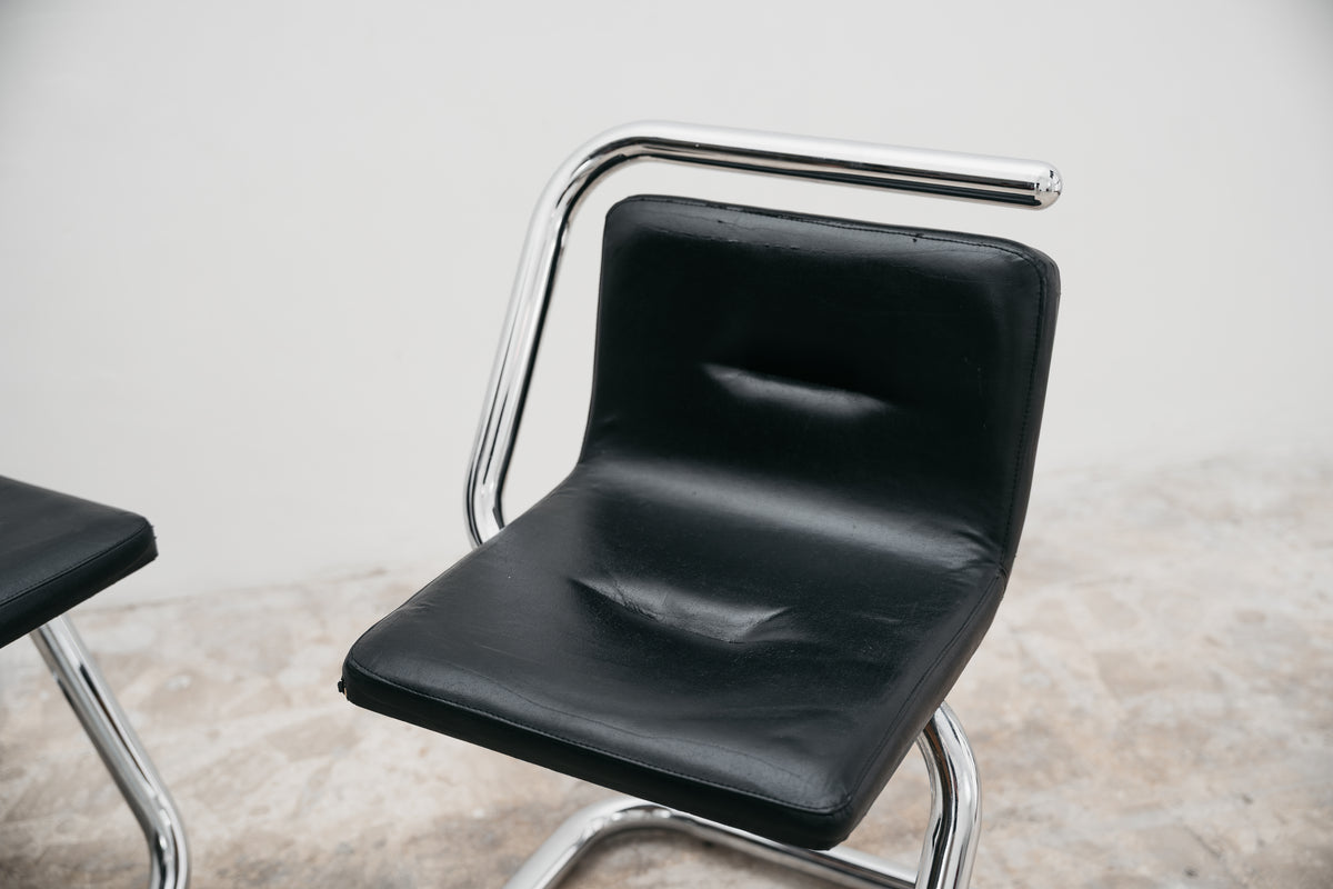Luigi Bardini Coppia Di Poltroncine Design Anni ‘70 Chrome Tubular Steel