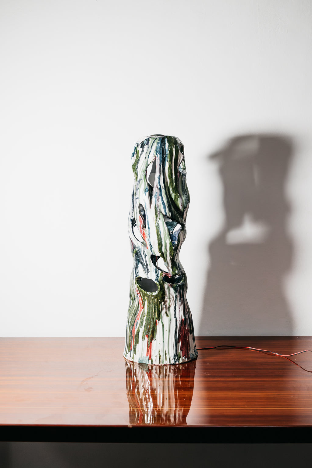 Lampada in Ceramica Ernesto Treccani Vintage Anni 60 Scultura Traforata Modernariato