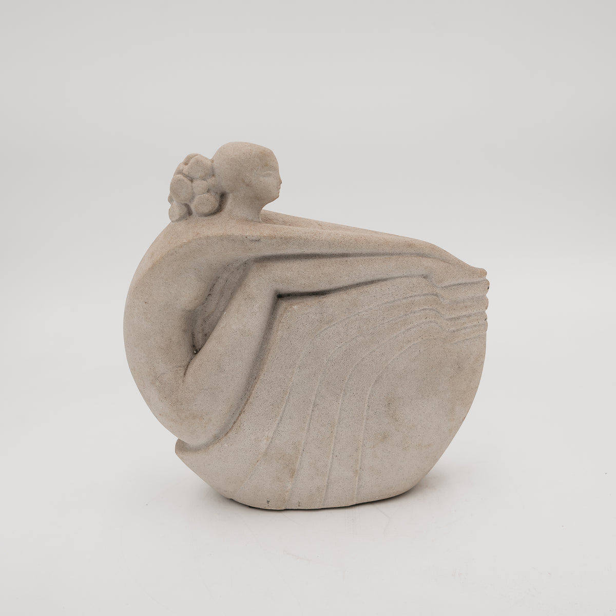 Scultura MarBell Belgio Donna Stilizzata Vintage Polvere di Marmo Art Déco