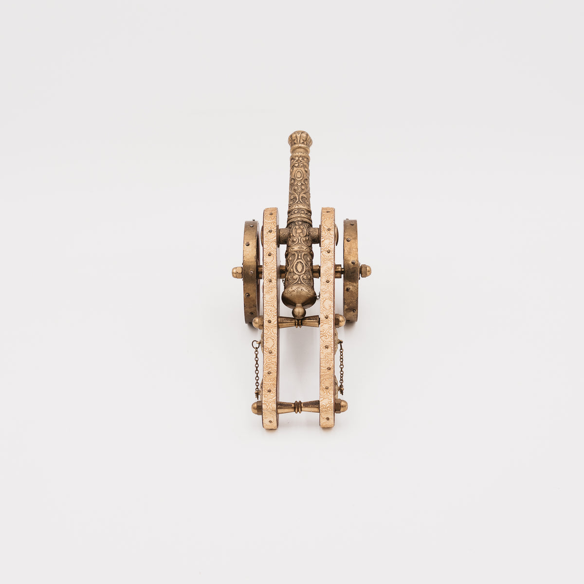 Cannone Navale Storico in Legno e Bronzo / Ottone Sbalzato - Modello da Collezione Vintage