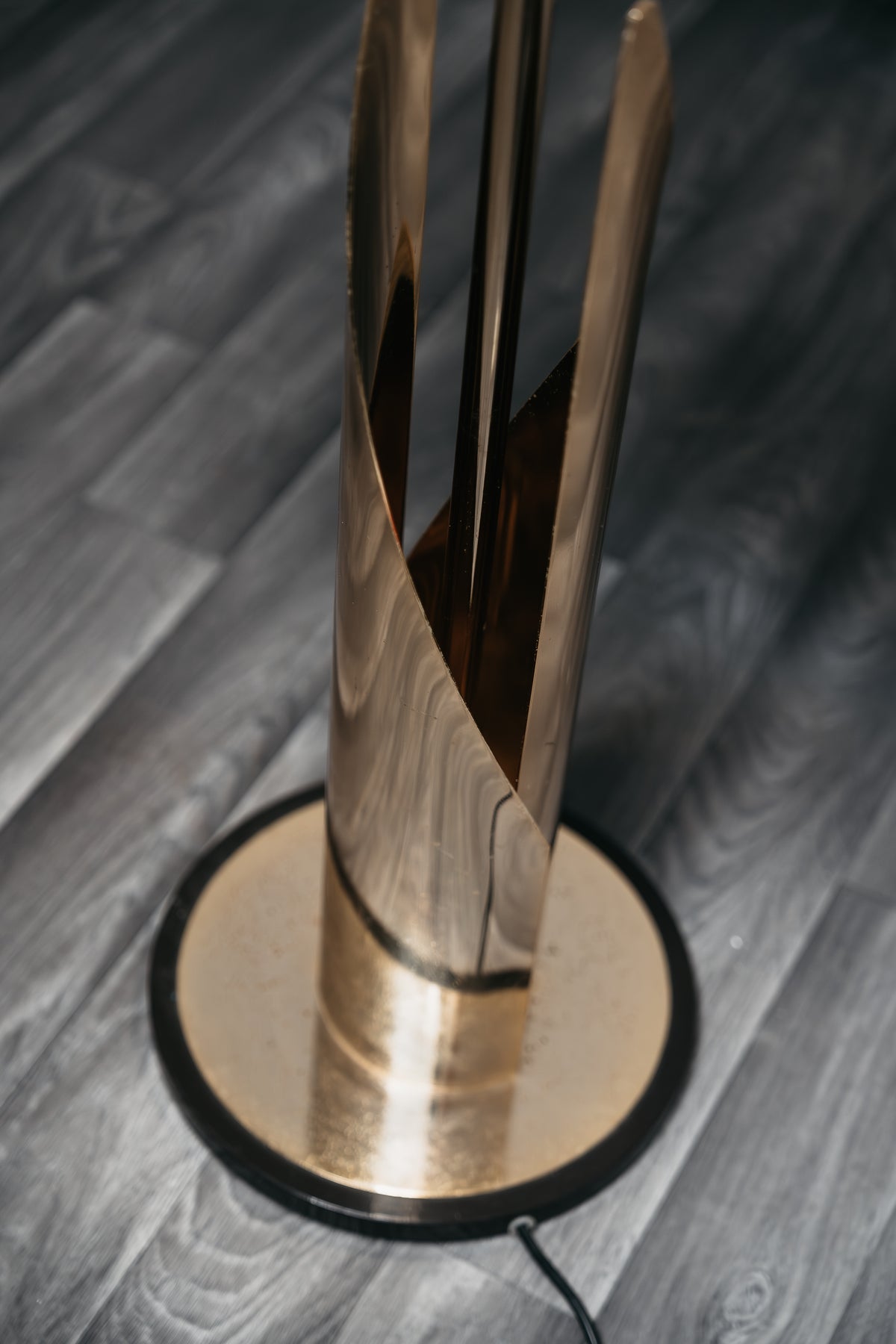 Lampada da Terra Piantana Vintage Anni 70 Ottone Hollywood Regency Modernariato Design Paralume