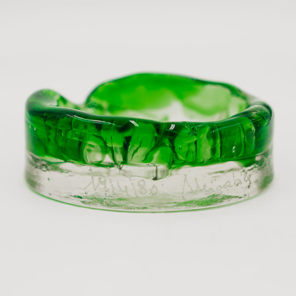 Posacenere Vintage Murano Vetro Sommerso Verde Firmato d'Epoca