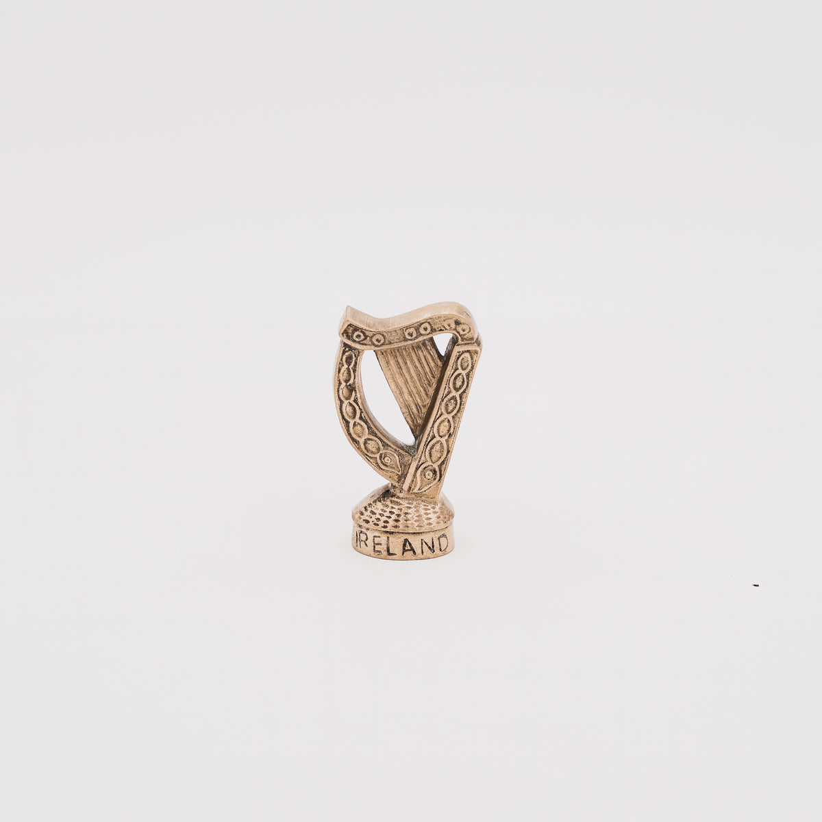 Antico Fermacarte ad Arpa Celtica in Ottone Inciso - Souvenir d'Irlanda Vintage Metà '900