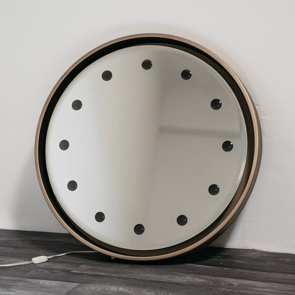 Specchio Tondo Retroilluminato Rimadesio - Design Anni '70 Hollywood Regency Modernariato