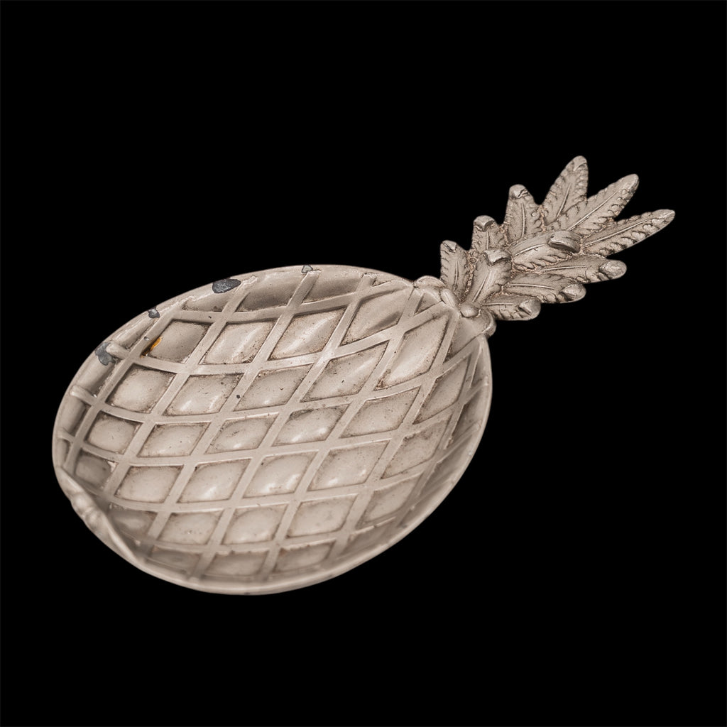 Posacenere Svuotatasche Vintage a Forma di Ananas in Metallo Argentato