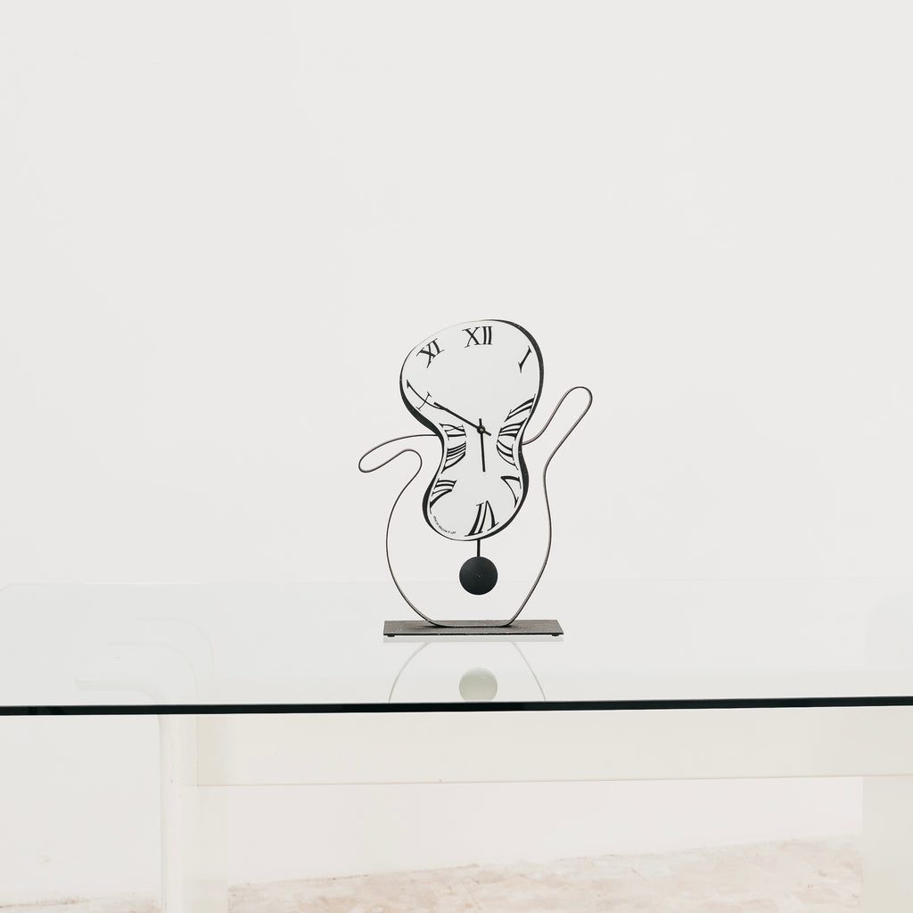 Orologio da Tavolo/Pendolo Arti & Mestieri "Dalì" – Design Surrealista – Ferro e Vetro