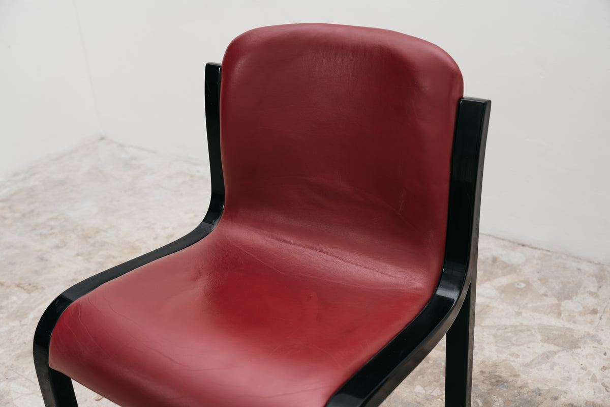 Coppia Sedie Carlo Bartoli Modello Mito Tisettanta Vintage Anni 70 Legno Nero Pelle