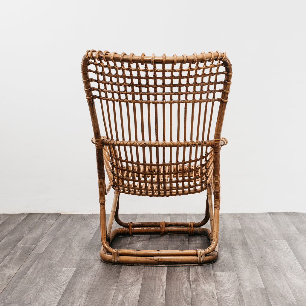 Coppia Poltrone Tito Agnoli B4 Bonacina Vintage Anni 50 Rattan Mid-Century Design