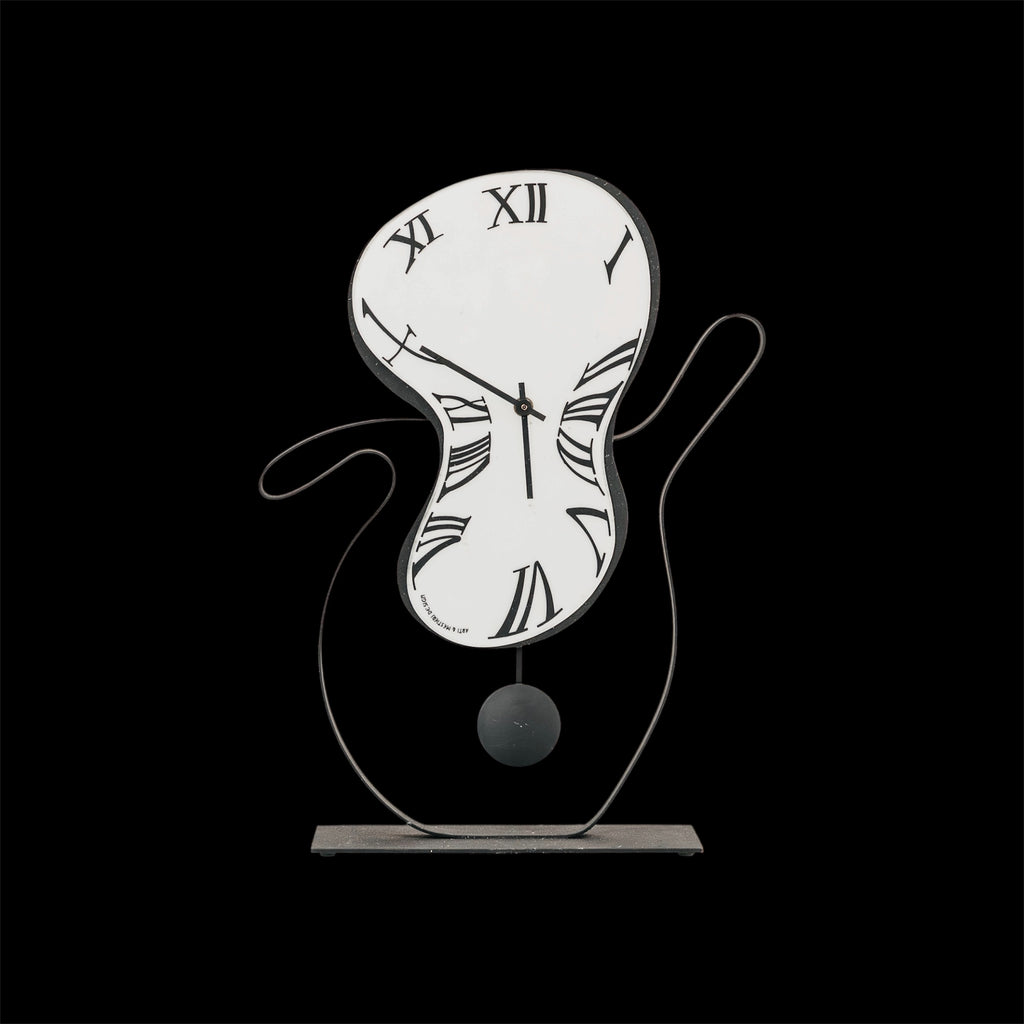 Orologio da Tavolo/Pendolo Arti & Mestieri "Dalì" – Design Surrealista – Ferro e Vetro