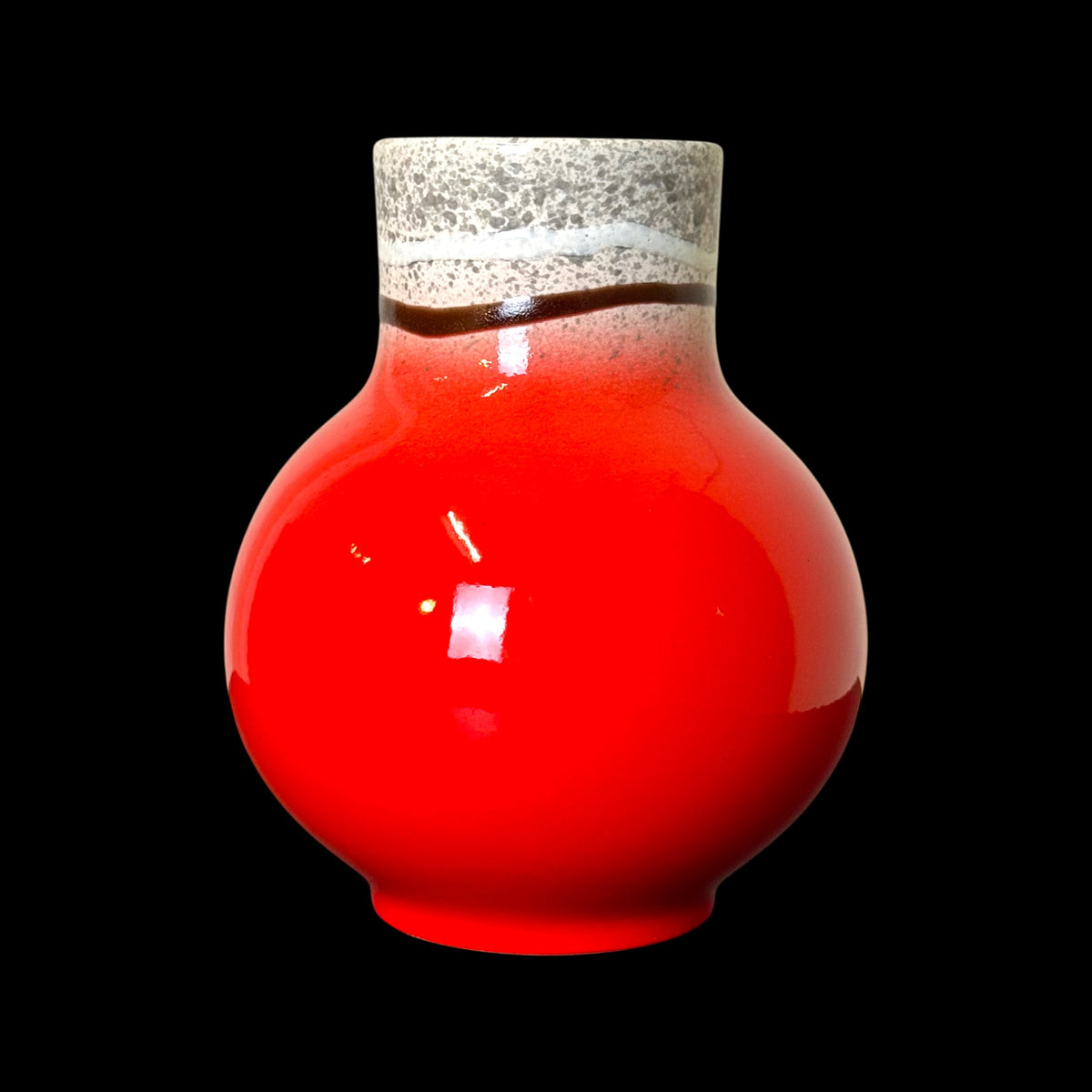 Vaso Vintage in Ceramica Ca' d'Oro Venchi – Rosso Lucido con Collo Maculato – Anni '70