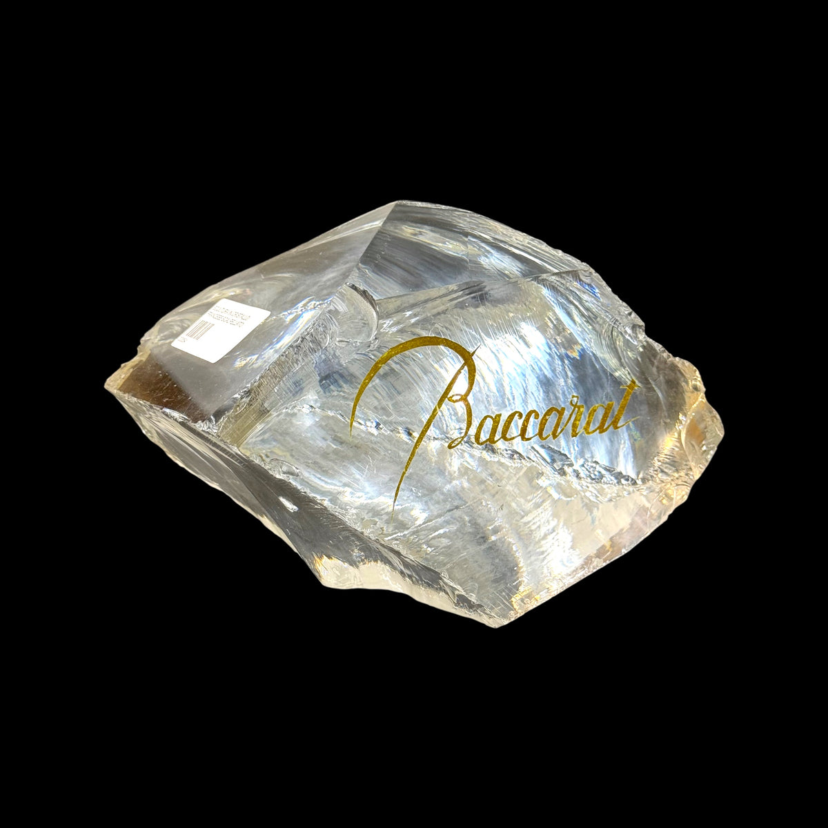 Blocco in Cristallo Baccarat con Logo Oro – Espositore da Negozio Vintage – Fermacarte Scultura in Cristallo Francese