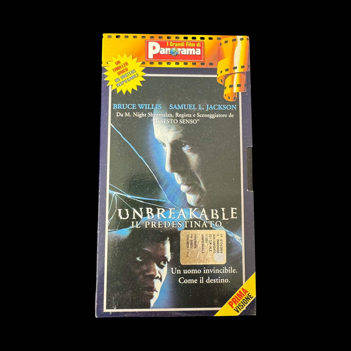 VHS Unbreakable – Il predestinato (2000) – Bruce Willis, Samuel L. Jackson – Regia M. Night Shyamalan – I Grandi Film di Panorama – Videocassetta Vintage