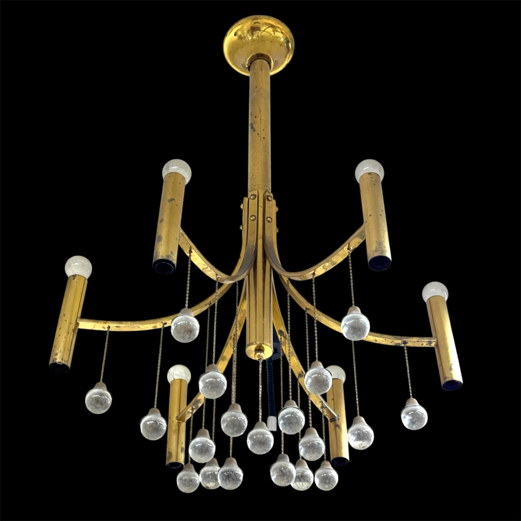 Lampadario Vintage in Ottone Gaetano Sciolari anni '60/'70