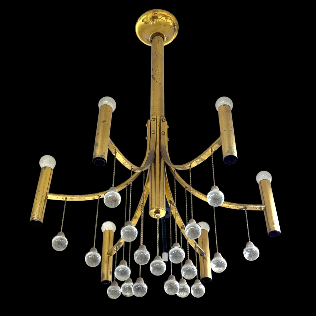Lampadario Vintage in Ottone Gaetano Sciolari anni '60/'70