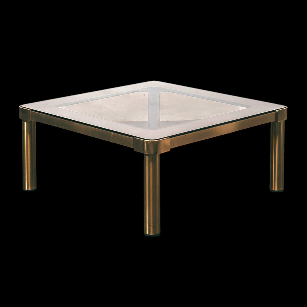 Tavolo Basso da Salotto Vintage Quadrato in Stile Hollywood Regency 1970's