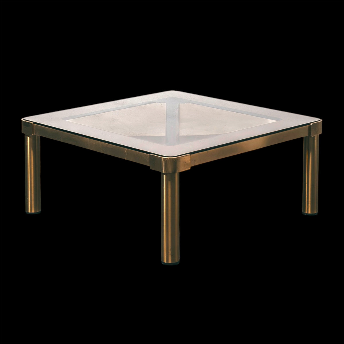 Tavolo Basso da Salotto Vintage Quadrato in Stile Hollywood Regency 1970's