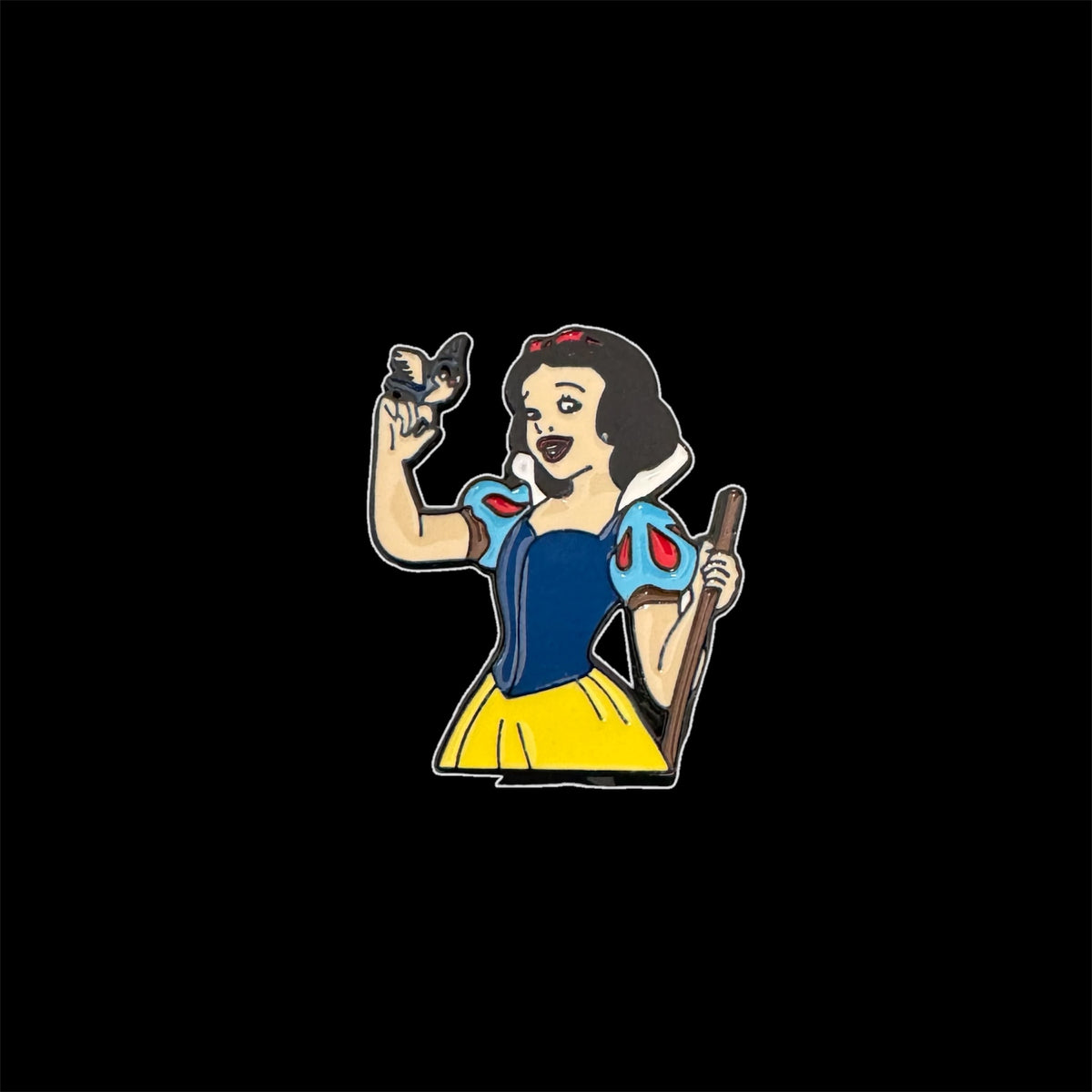 Spilletta in Metallo Smaltato - Biancaneve con Uccellino / Biancaneve e i Sette Nani (Snow White)