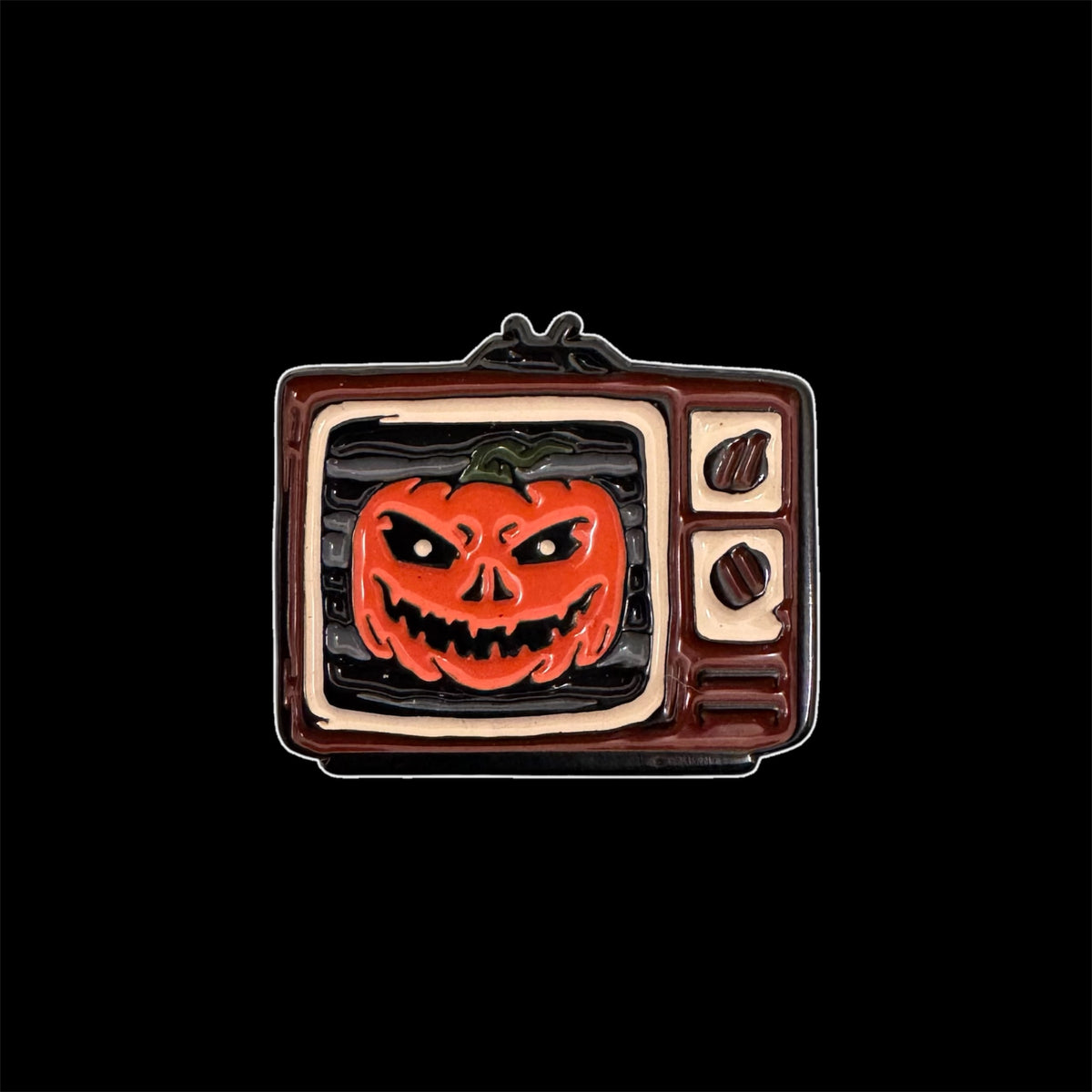 Spilletta in Metallo Smaltato - Zucca nella TV / Halloween Horror