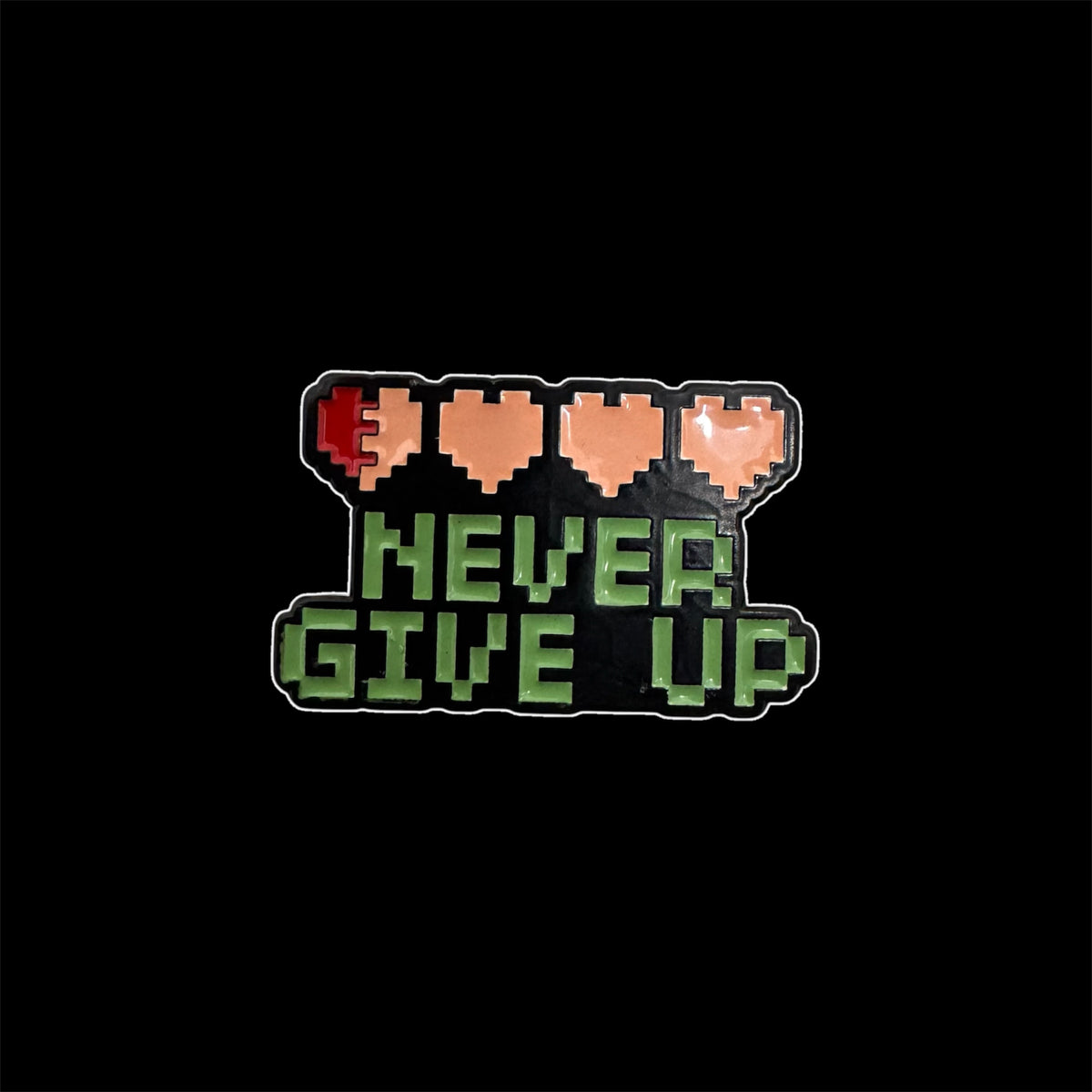 Spilletta in Metallo Smaltato - Never Give Up / Videogames Nerd Geek (Retro Gaming)