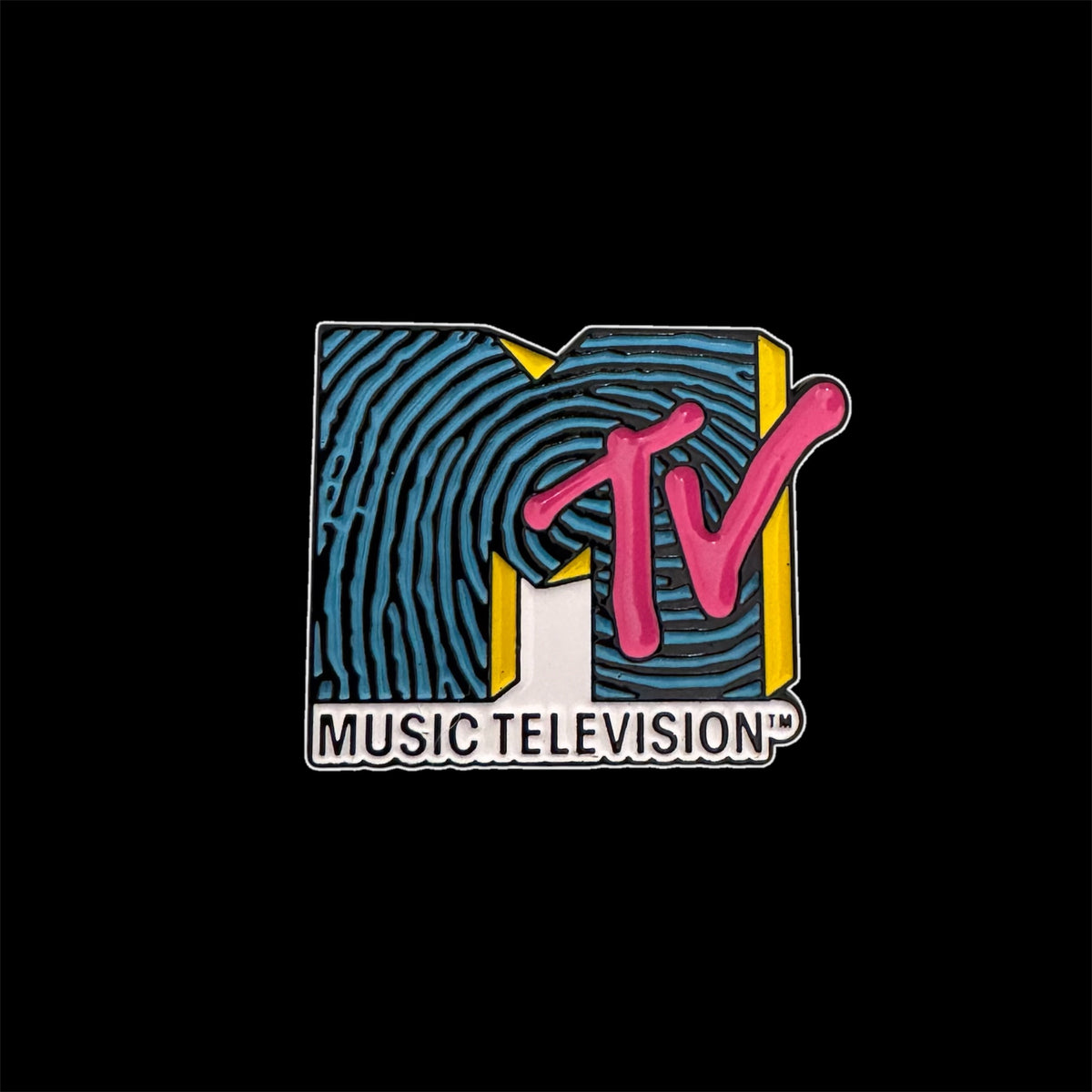 Spilletta in Metallo Smaltato - Logo MTV Impronta Digitale / Music Television Pop Culture Anni 80 90