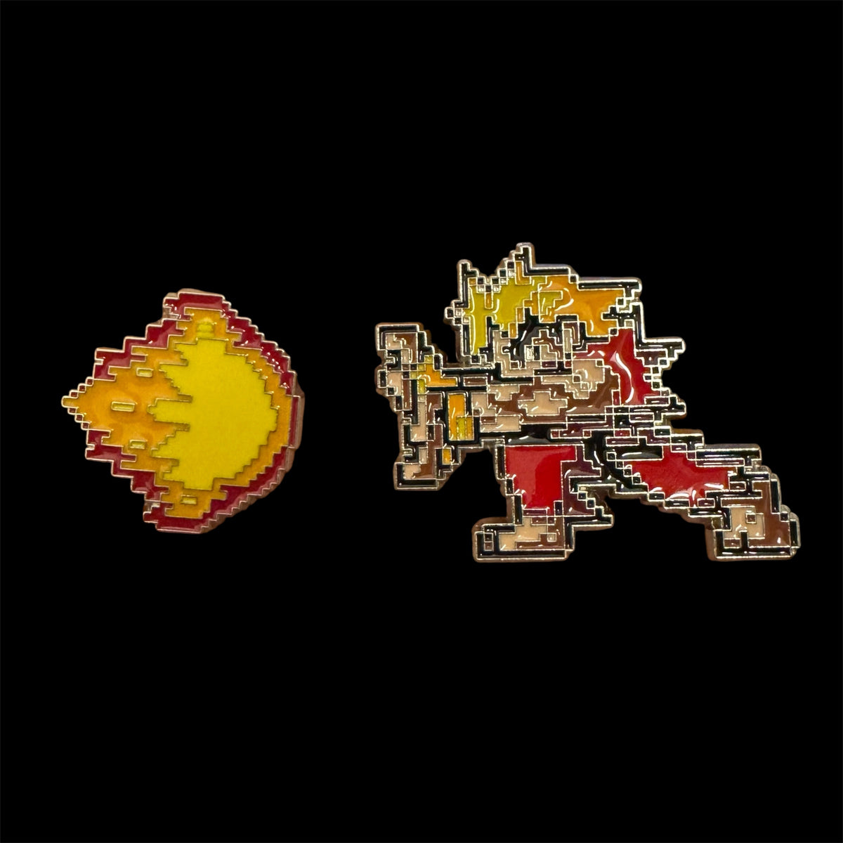 Set 2 Spillette Enamel Pin Ken Masters Street Fighter Retro Pixel 8-Bit NUOVO