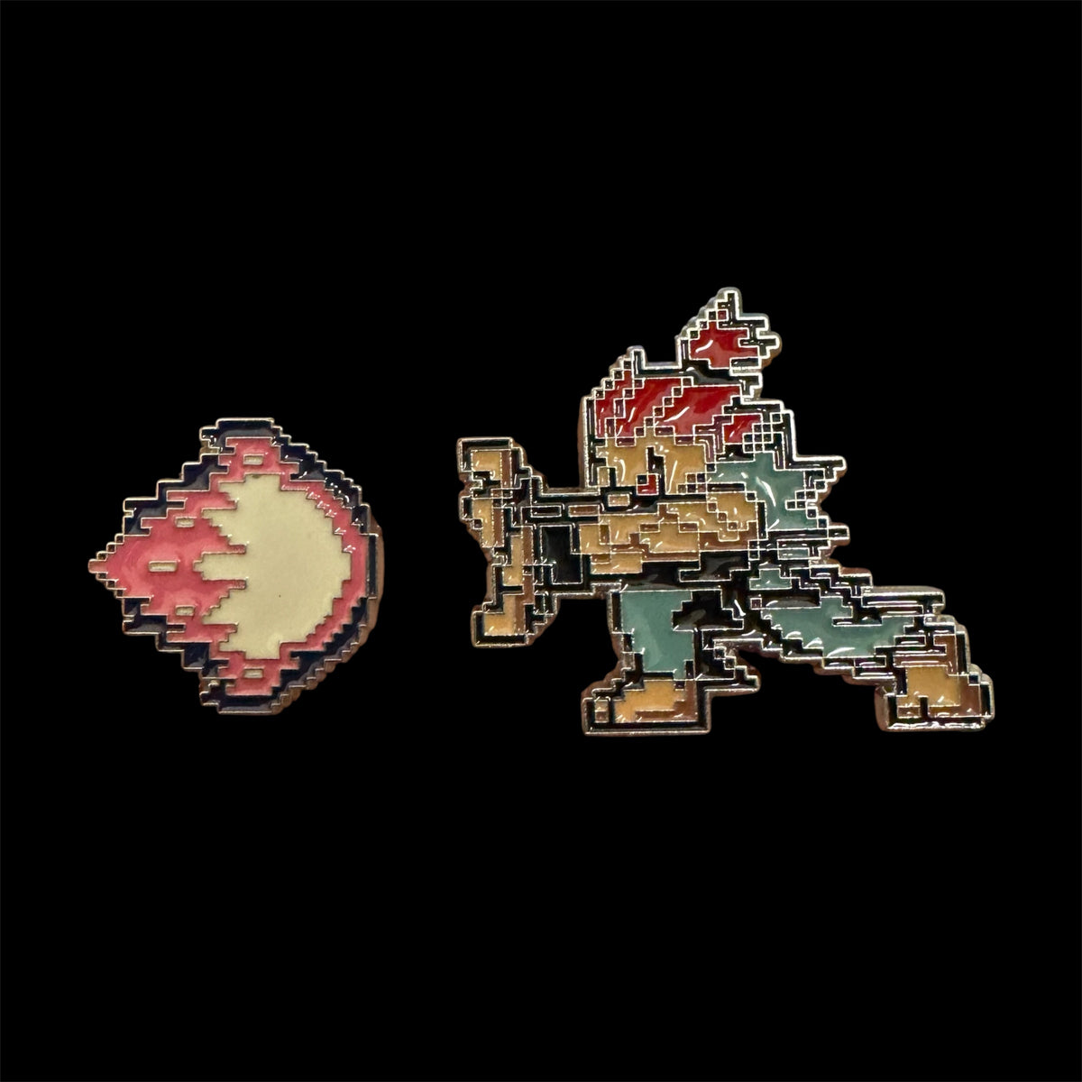 Set 2 Spillette Enamel Pin Evil Ryu Street Fighter Retro Pixel 8-Bit NUOVO