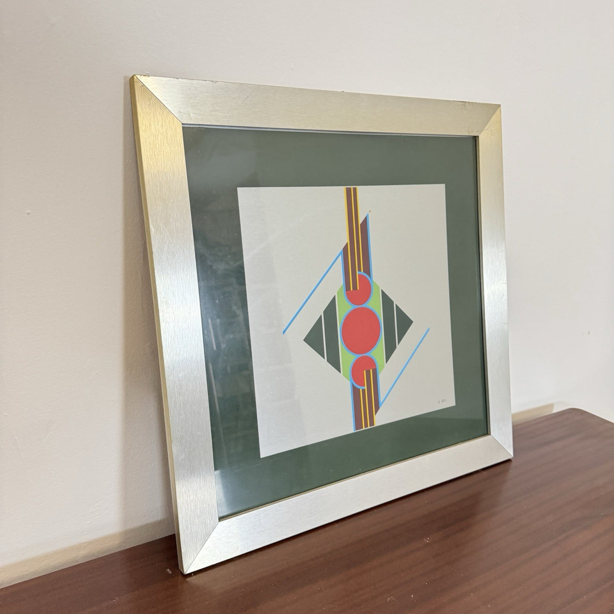 Aldo Dazzi Signed Italian Geometric Abstract Metal Art Painting 59x59 cm Framed 1970s