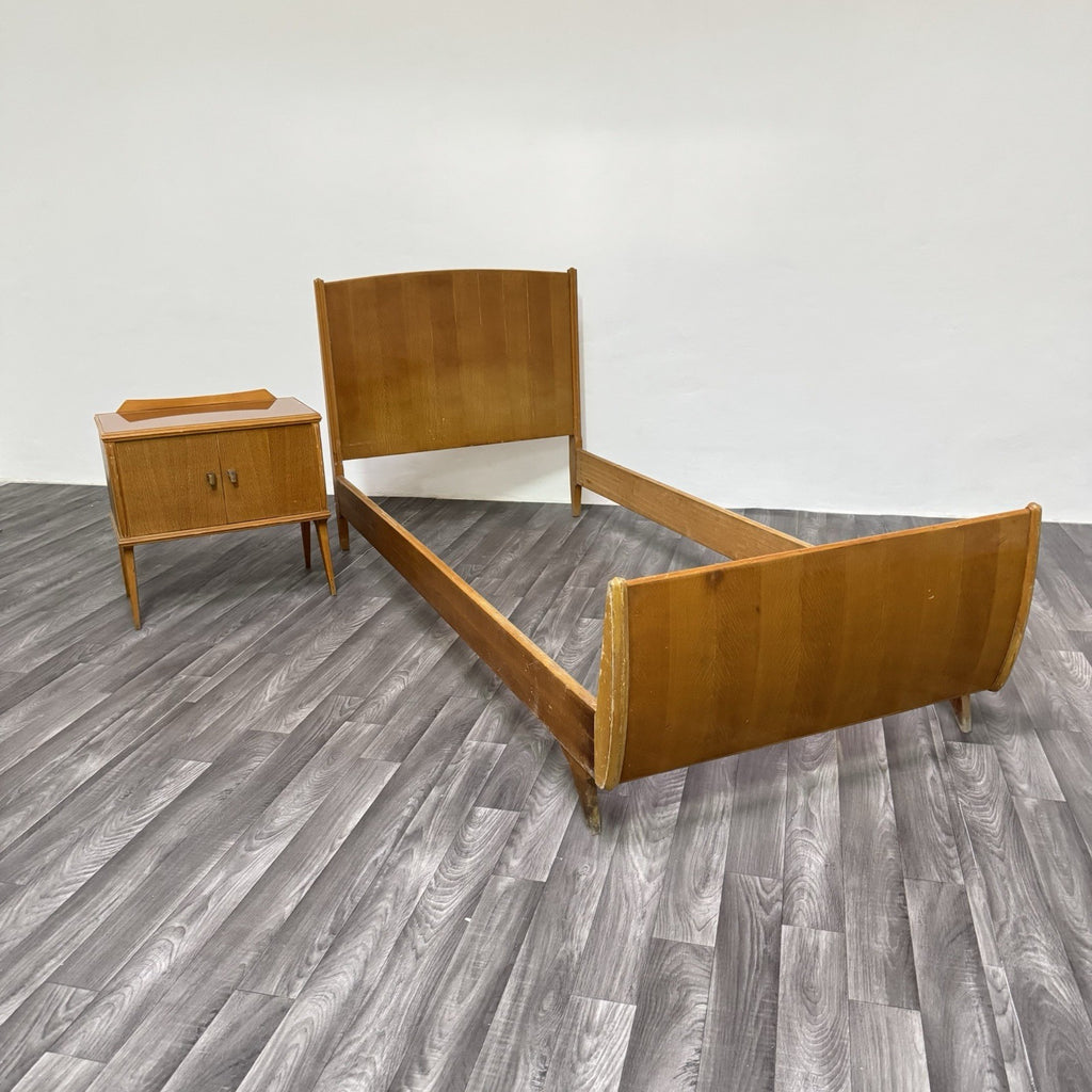 Gio Ponti Attr. Letto Singolo Vintage con Comodino anni '50/'60