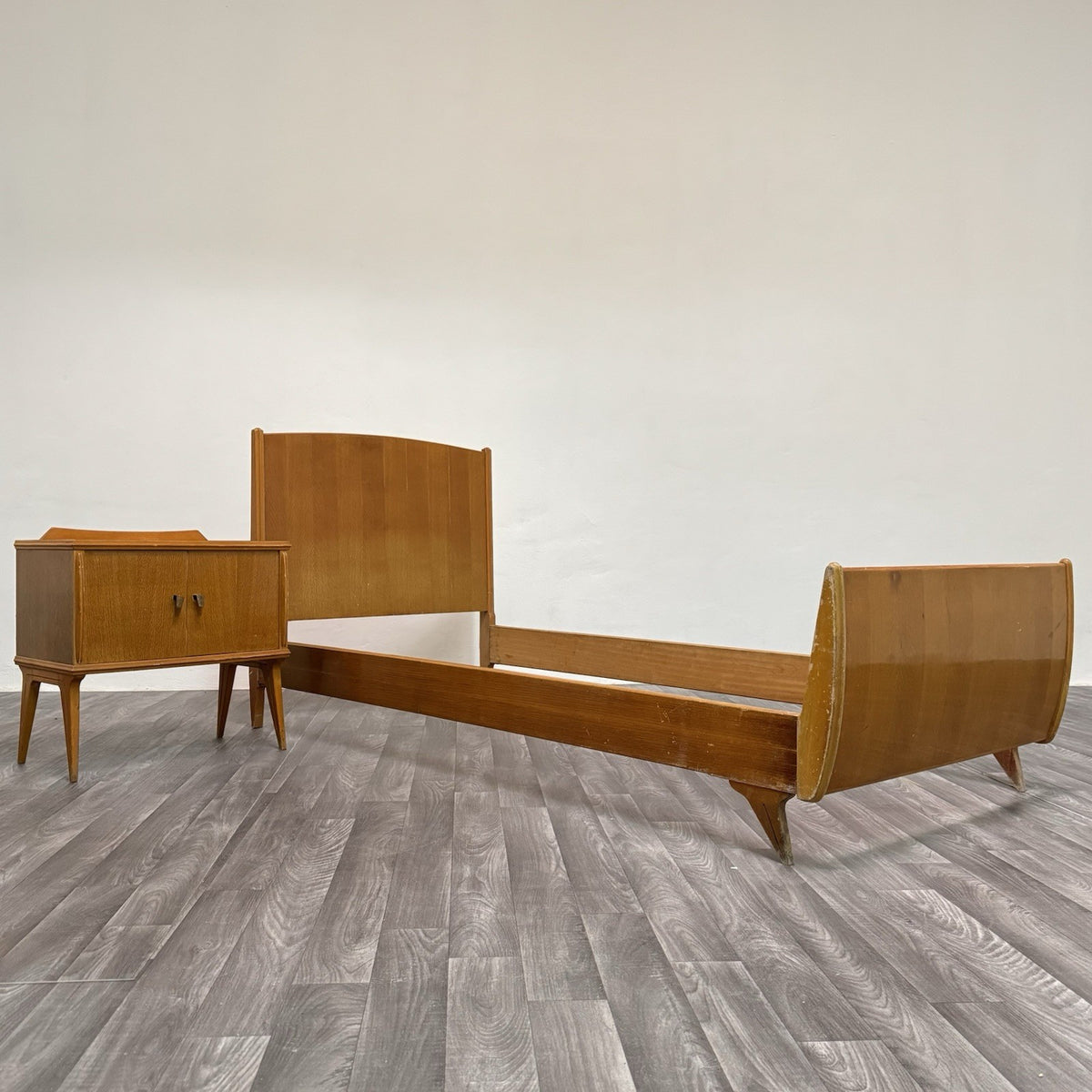 Gio Ponti Attr. Letto Singolo Vintage con Comodino anni '50/'60