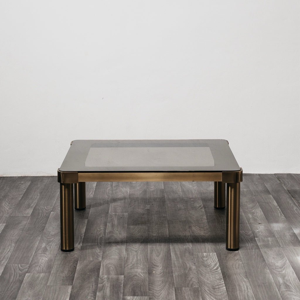 Tavolo Basso da Salotto Vintage Quadrato in Stile Hollywood Regency 1970's