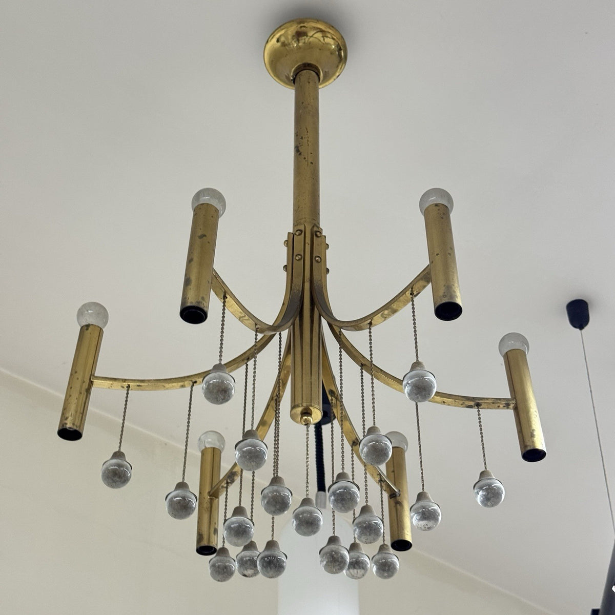 Lampadario Vintage in Ottone Gaetano Sciolari anni '60/'70