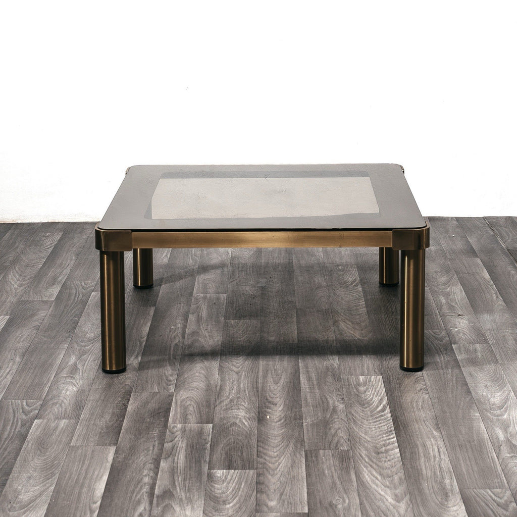 Tavolo Basso da Salotto Vintage Quadrato in Stile Hollywood Regency 1970's