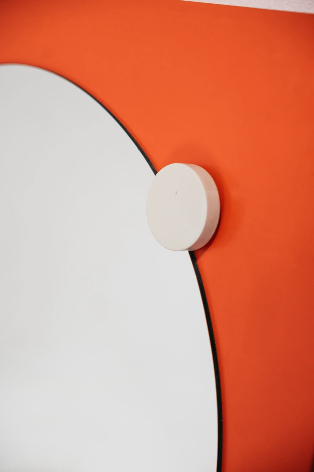 1970’s Space Age Geometric Orange Specchio Wooden Mirror Design
