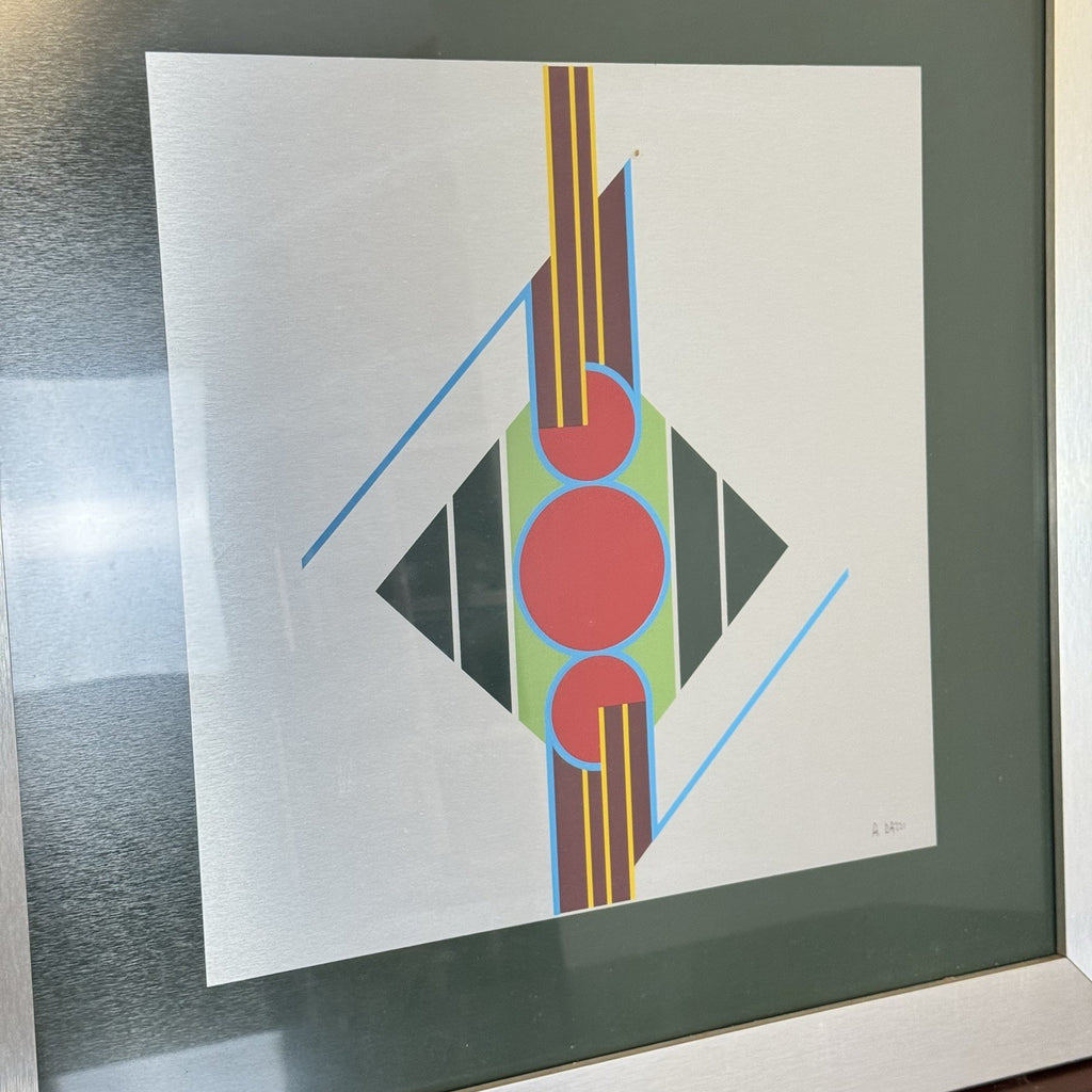 Aldo Dazzi Signed Italian Geometric Abstract Metal Art Painting 59x59 cm Framed 1970s