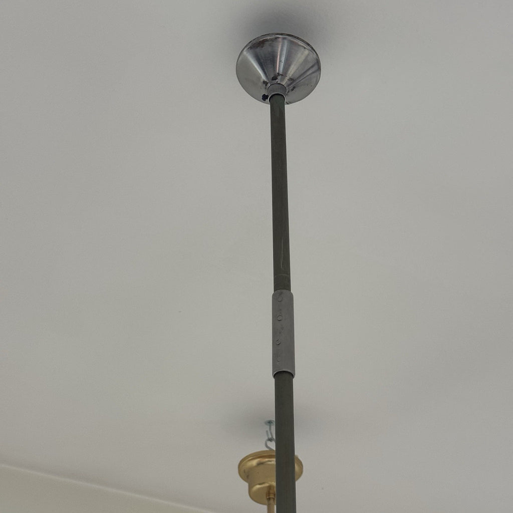 Lampadario Modernista Scenografico a 9 Luci in Vetro e Acciaio anni '70