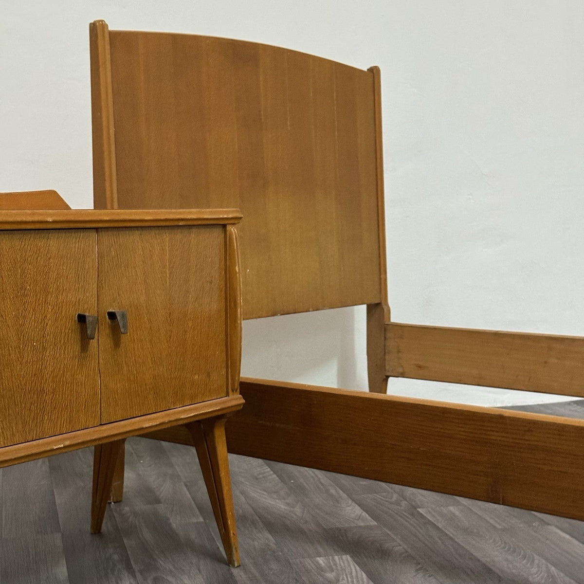 Gio Ponti Attr. Letto Singolo Vintage con Comodino anni '50/'60