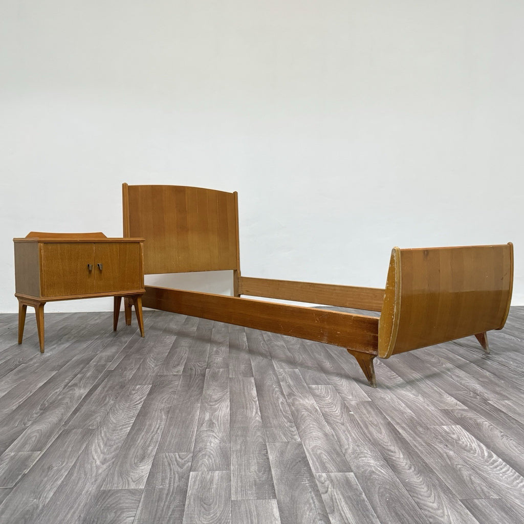 Gio Ponti Attr. Letto Singolo Vintage con Comodino anni '50/'60