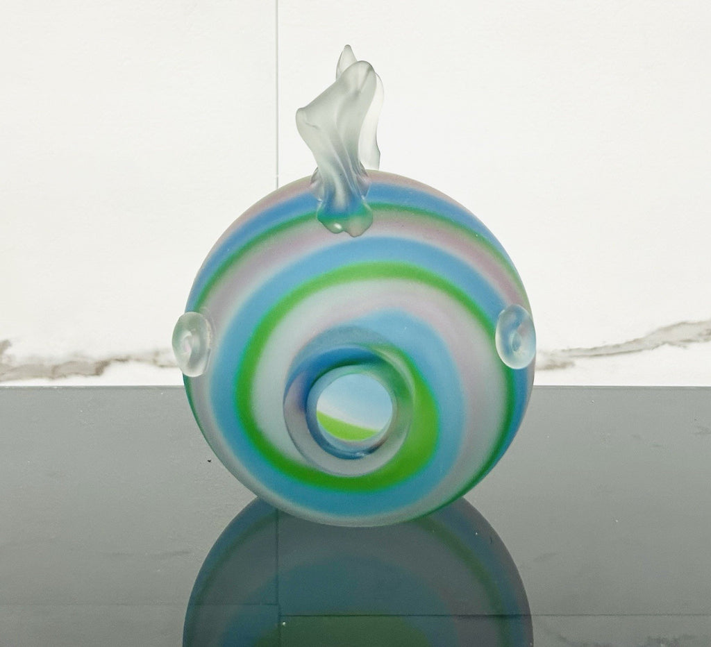 Pesce Scultoreo in Vetro di Murano Satinato a canne anni '70/'80