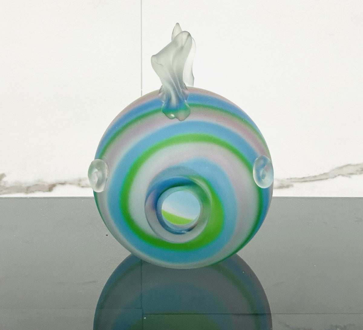 Pesce Scultoreo in Vetro di Murano Satinato a canne anni '70/'80