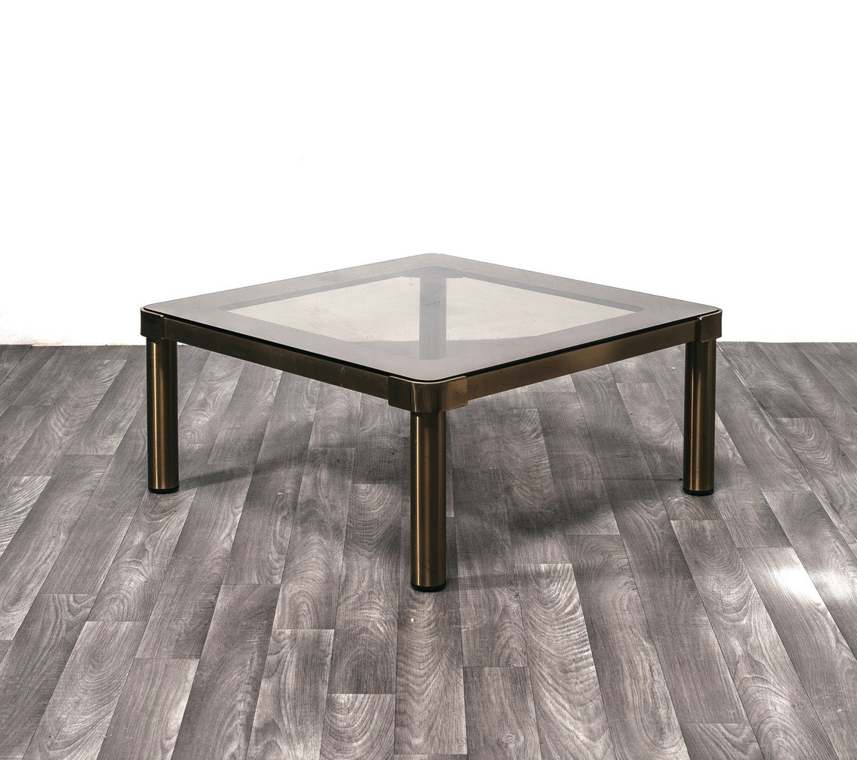Tavolo Basso da Salotto Vintage Quadrato in Stile Hollywood Regency 1970's