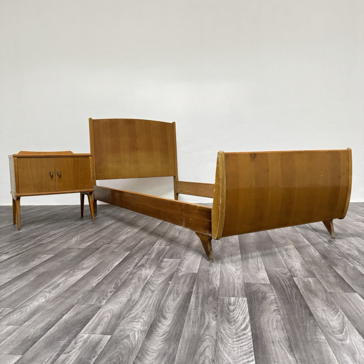 Gio Ponti Attr. Letto Singolo Vintage con Comodino anni '50/'60